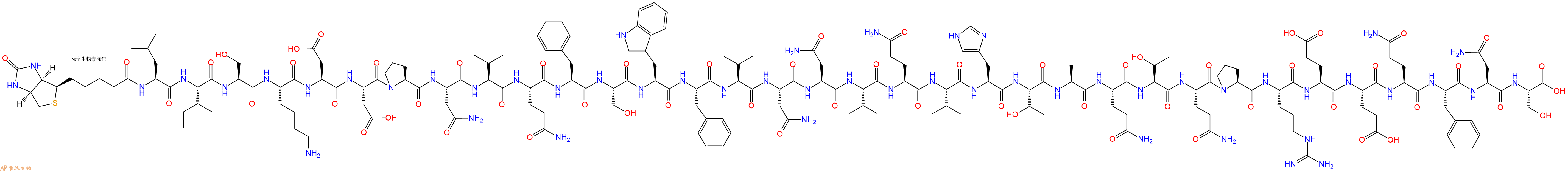 专肽生物产品Biotinyl-Leu-Ile-Ser-Lys-Asp-Asp-Pro-Asn-Val-Gln-Phe-Ser-Trp-Phe-Val-Asn-Asn-Val-Gln-Val-His-Thr-Ala-Gln-Thr-Gln-Pro-Arg-Glu-Glu-Gln-Phe-Asn-Ser-OH