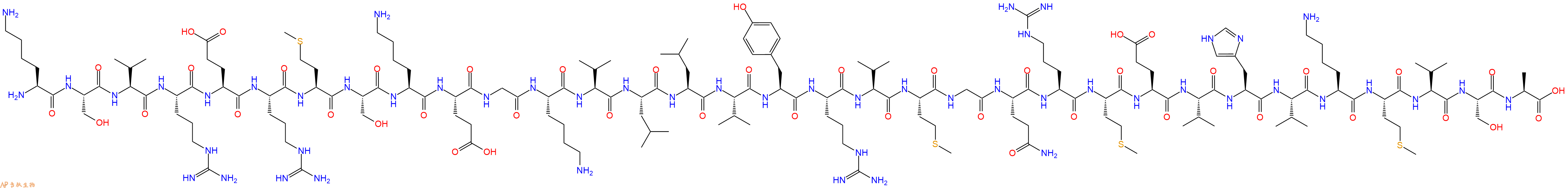 专肽生物产品H2N-Lys-Ser-Val-Arg-Glu-Arg-Met-Ser-Lys-Glu-Gly-Lys-Val-Leu-Leu-Val-Tyr-Arg-Val-Met-Gly-Gln-Arg-Met-Glu-Val-His-Val-Lys-Met-Val-Ser-Ala-OH