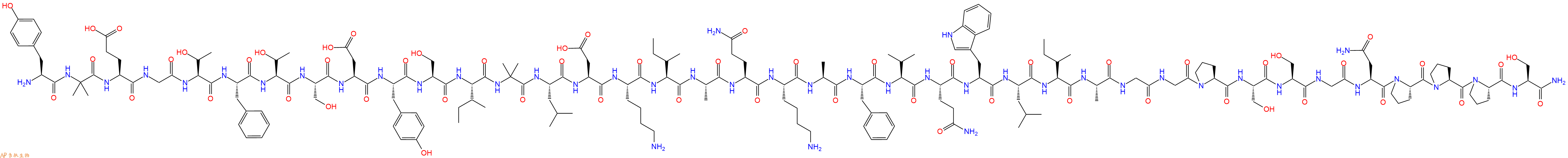 专肽生物产品H2N-Tyr-Aib-Glu-Gly-Thr-Phe-Thr-Ser-Asp-Tyr-Ser-Ile-Aib-Leu-Asp-Lys-Ile-Ala-Gln-Lys-Ala-Phe-Val-Gln-Trp-Leu-Ile-Ala-Gly-Gly-Pro-Ser-Ser-Gly-Asn-Pro-Pro-Pro-Ser-CONH2