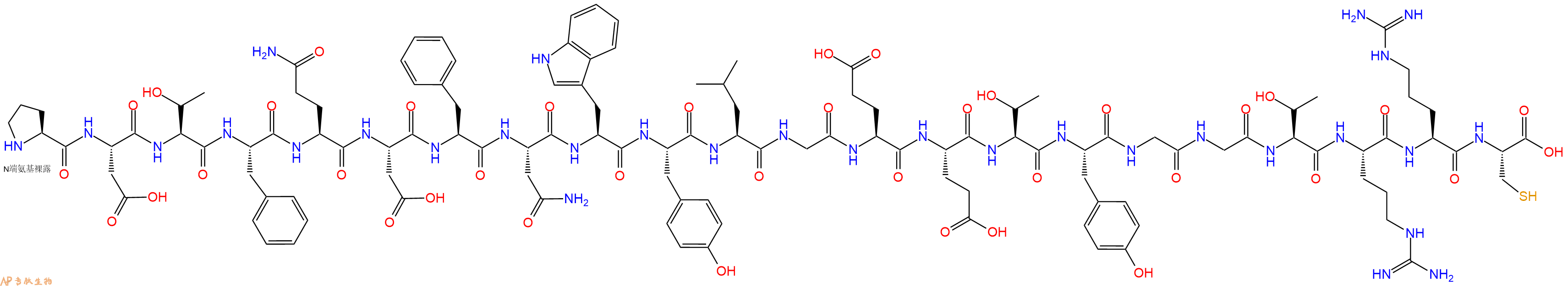 专肽生物产品H2N-Pro-Asp-Thr-Phe-Gln-Asp-Phe-Asn-Trp-Tyr-Leu-Gly-Glu-Glu-Thr-Tyr-Gly-Gly-Thr-Arg-Arg-Cys-OH