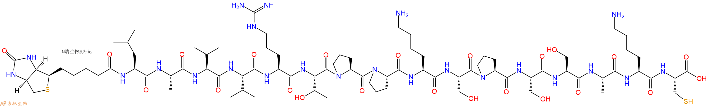 专肽生物产品Biotinyl-Leu-Ala-Val-Val-Arg-Thr-Pro-Pro-Lys-Ser-Pro-Ser-Ser-Ala-Lys-Cys-OH