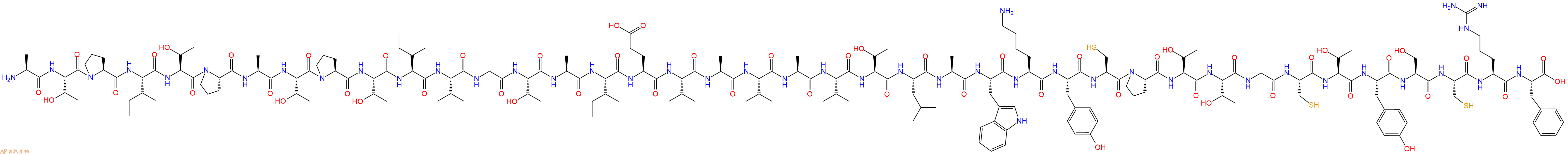 专肽生物产品H2N-Ala-Thr-Pro-Ile-Thr-Pro-Ala-Thr-Pro-Thr-Ile-Val-Gly-Thr-Ala-Ile-Glu-Val-Ala-Val-Ala-Val-Thr-Leu-Ala-Trp-Lys-Tyr-Cys-Pro-Thr-Thr-Gly-Cys-Thr-Tyr-Ser-Cys-Arg-Phe-OH