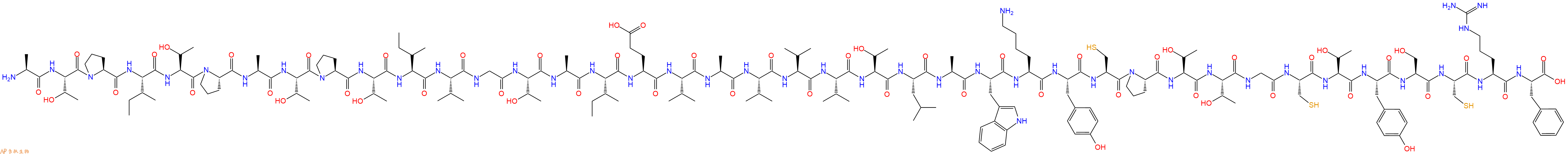 专肽生物产品H2N-Ala-Thr-Pro-Ile-Thr-Pro-Ala-Thr-Pro-Thr-Ile-Val-Gly-Thr-Ala-Ile-Glu-Val-Ala-Val-Val-Val-Thr-Leu-Ala-Trp-Lys-Tyr-Cys-Pro-Thr-Thr-Gly-Cys-Thr-Tyr-Ser-Cys-Arg-Phe-OH