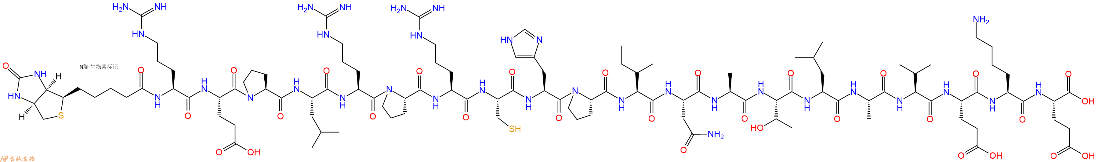 专肽生物产品Biotinyl-Arg-Glu-Pro-Leu-Arg-Pro-Arg-Cys-His-Pro-Ile-Asn-Ala-Thr-Leu-Ala-Val-Glu-Lys-Glu-OH