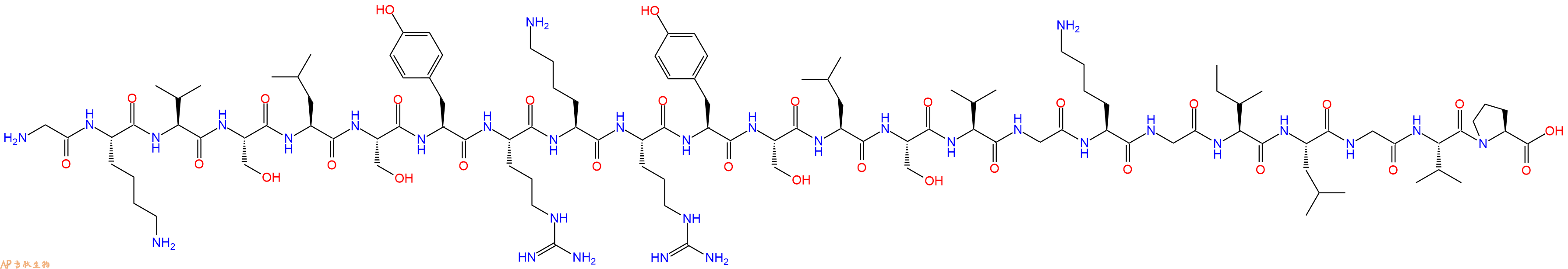 专肽生物产品H2N-Gly-Lys-Val-Ser-Leu-Ser-Tyr-Arg-Lys-Arg-Tyr-Ser-Leu-Ser-Val-Gly-Lys-Gly-Ile-Leu-Gly-Val-Pro-OH