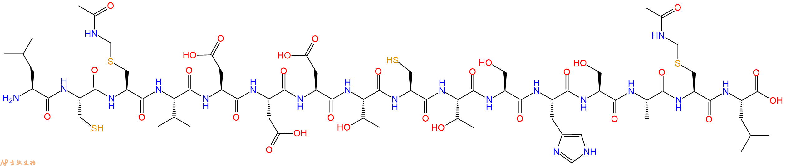 专肽生物产品H2N-Leu-Cys-Cys(Acm)-Val-Asp-Asp-Asp-Thr-Cys-Thr-Ser-His-Ser-Ala-Cys(Acm)-Leu-OH