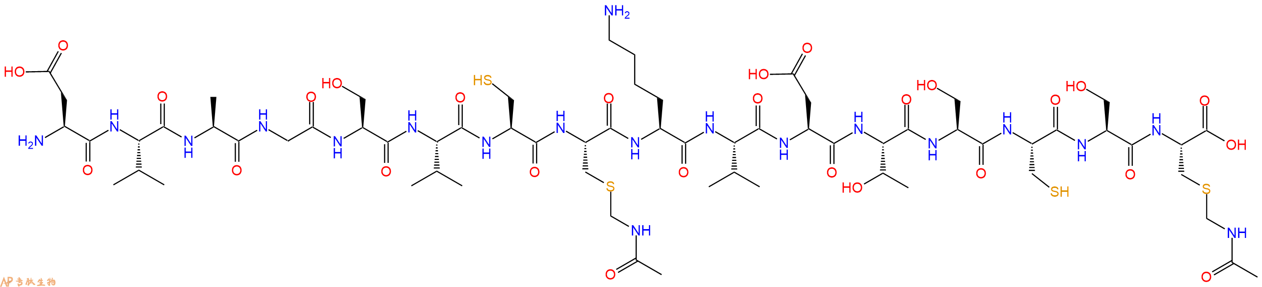 专肽生物产品H2N-Asp-Val-Ala-Gly-Ser-Val-Cys-Cys(Acm)-Lys-Val-Asp-Thr-Ser-Cys-Ser-Cys(Acm)-OH