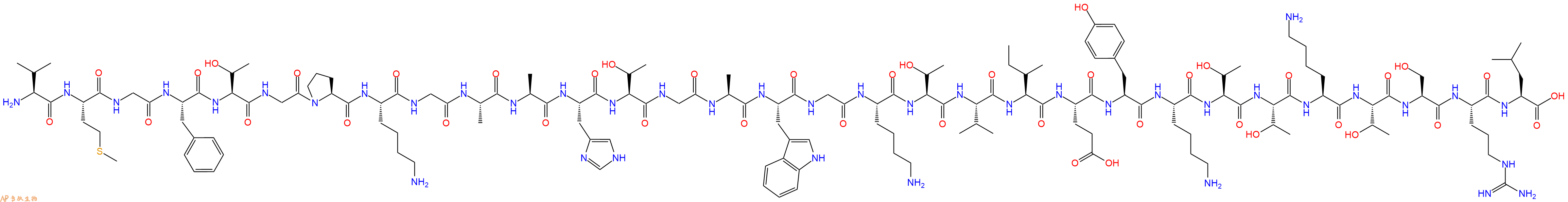 专肽生物产品H2N-Val-Met-Gly-Phe-Thr-Gly-Pro-Lys-Gly-Ala-Ala-His-Thr-Gly-Ala-Trp-Gly-Lys-Thr-Val-Ile-Glu-Tyr-Lys-Thr-Thr-Lys-Thr-Ser-Arg-Leu-OH