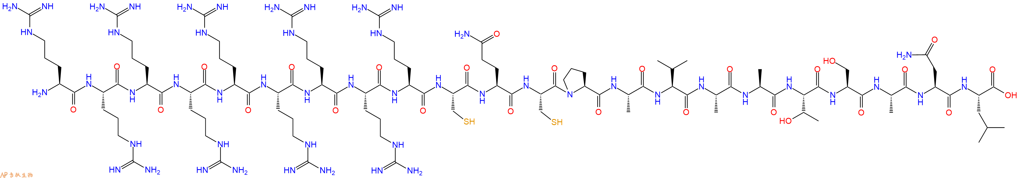 专肽生物产品H2N-Arg-Arg-Arg-Arg-Arg-Arg-Arg-Arg-Arg-Cys-Gln-Cys-Pro-Ala-Val-Ala-Ala-Thr-Ser-Ala-Asn-Leu-OH