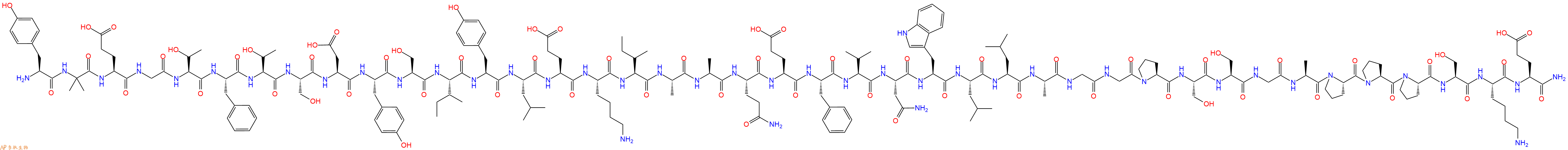 专肽生物产品H2N-Tyr-Aib-Glu-Gly-Thr-Phe-Thr-Ser-Asp-Tyr-Ser-Ile-Tyr-Leu-Glu-Lys-Ile-Ala-Ala-Gln-Glu-Phe-Val-Asn-Trp-Leu-Leu-Ala-Gly-Gly-Pro-Ser-Ser-Gly-Ala-Pro-Pro-Pro-Ser-Lys-Glu-CONH2