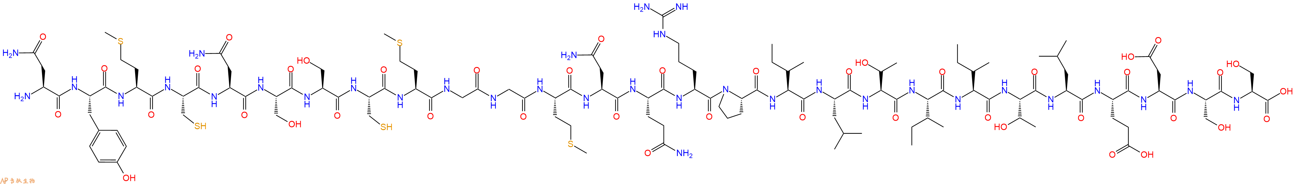 专肽生物产品H2N-Asn-Tyr-Met-Cys-Asn-Ser-Ser-Cys-Met-Gly-Gly-Met-Asn-Gln-Arg-Pro-Ile-Leu-Thr-Ile-Ile-Thr-Leu-Glu-Asp-Ser-Ser-OH