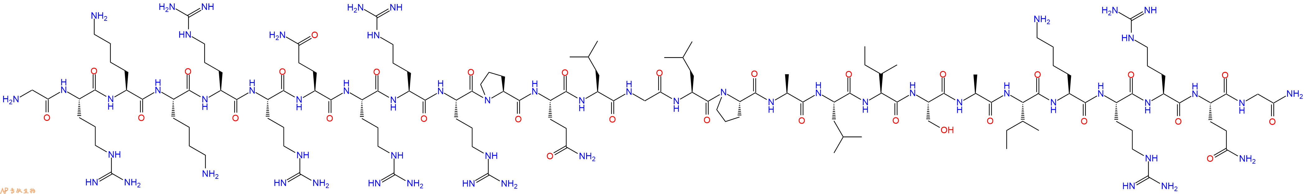 专肽生物产品H2N-Gly-Arg-Lys-Lys-Arg-Arg-Gln-Arg-Arg-Arg-Pro-Gln-Leu-Gly-Leu-Pro-Ala-Leu-Ile-Ser-Ala-Ile-Lys-Arg-Arg-Gln-Gly-CONH2