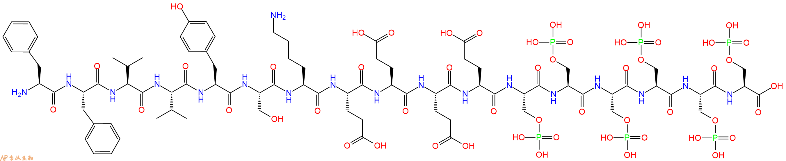 专肽生物产品H2N-Phe-Phe-Val-Val-Tyr-Ser-Lys-Glu-Glu-Glu-Glu-Ser(PO3H2)-Ser(PO3H2)-Ser(PO3H2)-Ser(PO3H2)-Ser(PO3H2)-Ser(PO3H2)-OH