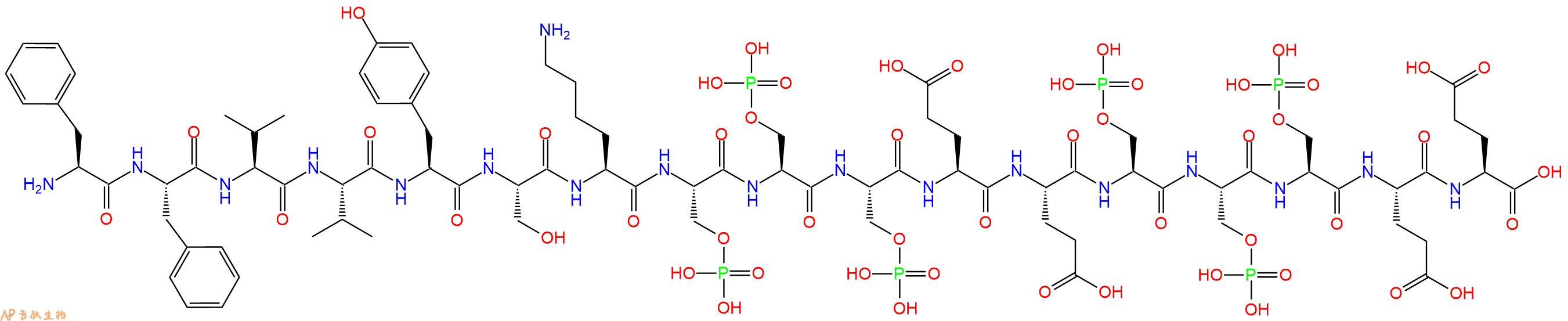 专肽生物产品H2N-Phe-Phe-Val-Val-Tyr-Ser-Lys-Ser(PO3H2)-Ser(PO3H2)-Ser(PO3H2)-Glu-Glu-Ser(PO3H2)-Ser(PO3H2)-Ser(PO3H2)-Glu-Glu-OH