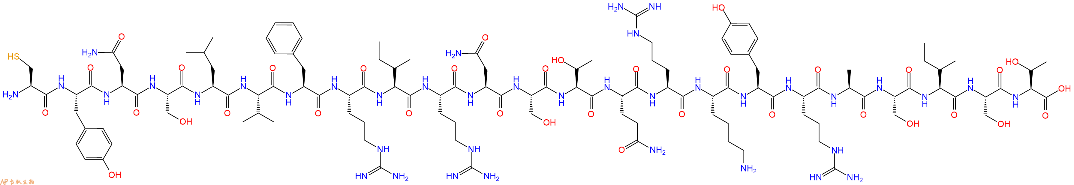 专肽生物产品H2N-Cys-Tyr-Asn-Ser-Leu-Val-Phe-Arg-Ile-Arg-Asn-Ser-Thr-Gln-Arg-Lys-Tyr-Arg-Ala-Ser-Ile-Ser-Thr-OH