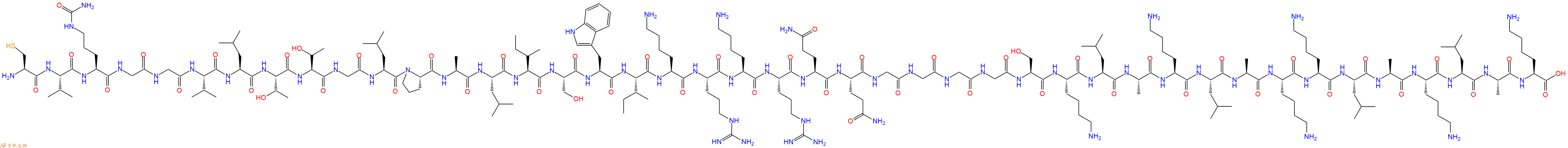 专肽生物产品H2N-Cys-Val-Cit-Gly-Gly-Val-Leu-Thr-Thr-Gly-Leu-Pro-Ala-Leu-Ile-Ser-Trp-Ile-Lys-Arg-Lys-Arg-Gln-Gln-Gly-Gly-Gly-Gly-Ser-Lys-Leu-Ala-Lys-Leu-Ala-Lys-Lys-Leu-Ala-Lys-Leu-Ala-Lys-OH