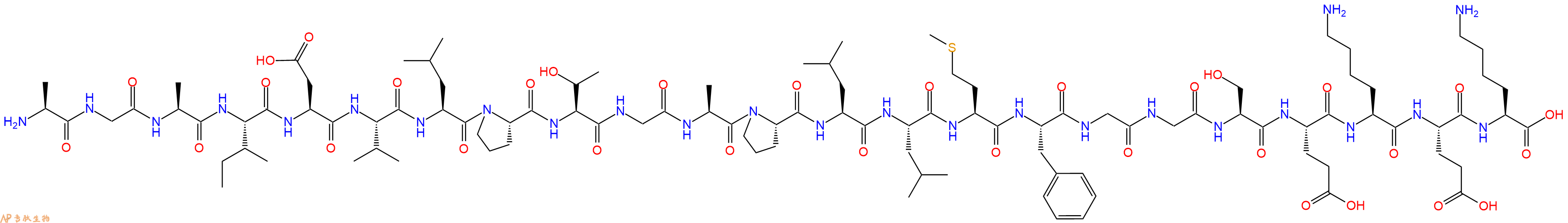 专肽生物产品H2N-Ala-Gly-Ala-Ile-Asp-Val-Leu-Pro-Thr-Gly-Ala-Pro-Leu-Leu-Met-Phe-Gly-Gly-Ser-Glu-Lys-Glu-Lys-OH