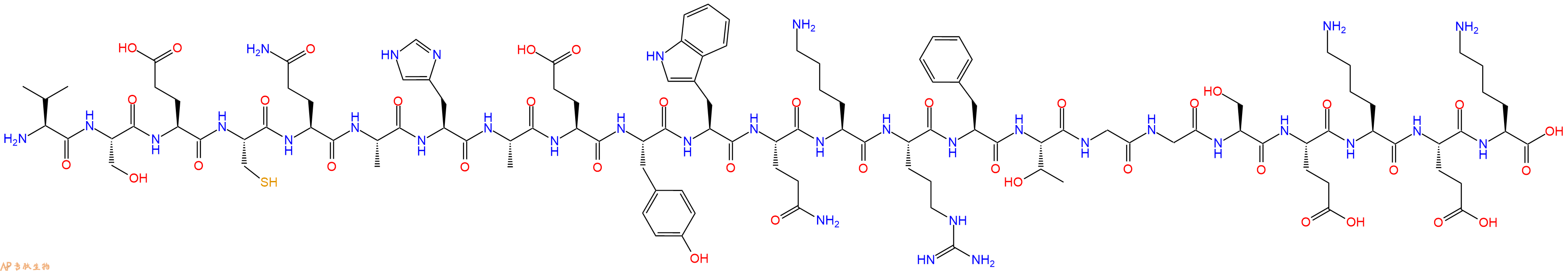 专肽生物产品H2N-Val-Ser-Glu-Cys-Gln-Ala-His-Ala-Glu-Tyr-Trp-Gln-Lys-Arg-Phe-Thr-Gly-Gly-Ser-Glu-Lys-Glu-Lys-OH