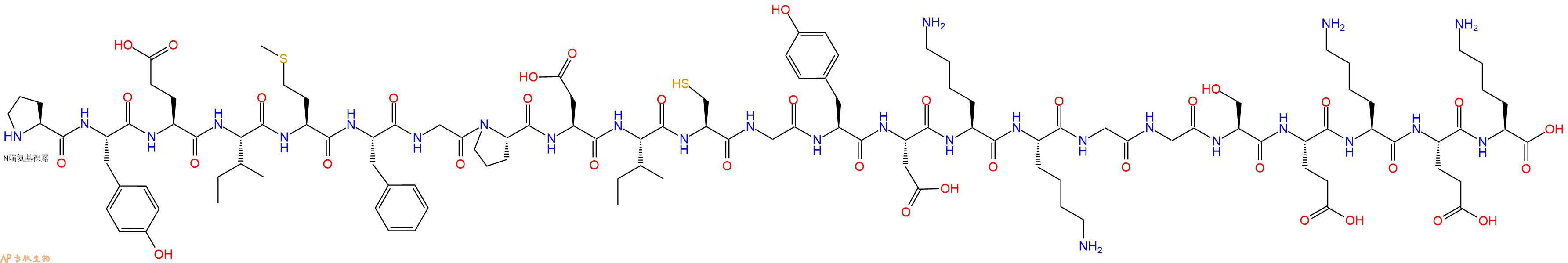 专肽生物产品H2N-Pro-Tyr-Glu-Ile-Met-Phe-Gly-Pro-Asp-Ile-Cys-Gly-Tyr-Asp-Lys-Lys-Gly-Gly-Ser-Glu-Lys-Glu-Lys-OH