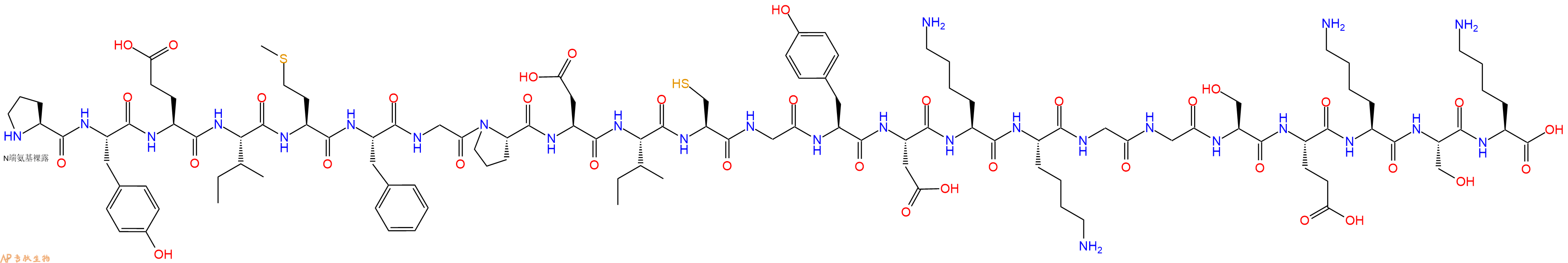 专肽生物产品H2N-Pro-Tyr-Glu-Ile-Met-Phe-Gly-Pro-Asp-Ile-Cys-Gly-Tyr-Asp-Lys-Lys-Gly-Gly-Ser-Glu-Lys-Ser-Lys-OH