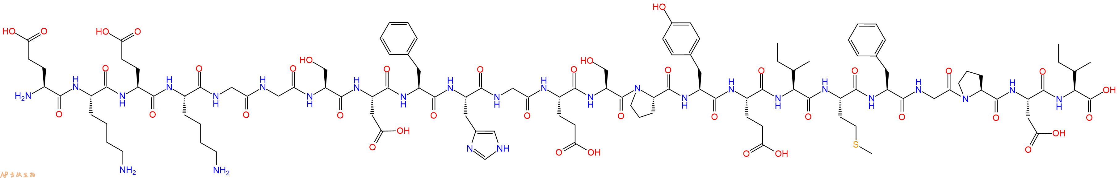 专肽生物产品H2N-Glu-Lys-Glu-Lys-Gly-Gly-Ser-Asp-Phe-His-Gly-Glu-Ser-Pro-Tyr-Glu-Ile-Met-Phe-Gly-Pro-Asp-Ile-OH