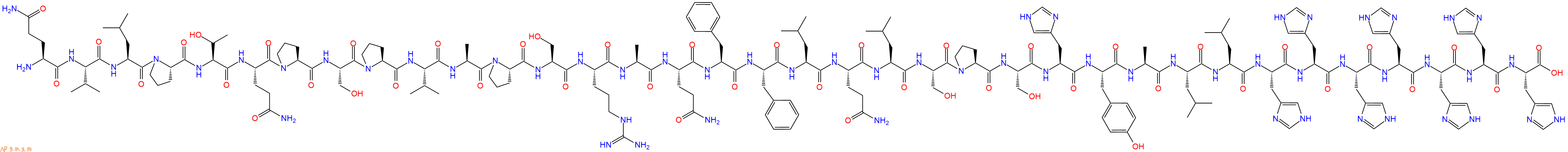 专肽生物产品H2N-Gln-Val-Leu-Pro-Thr-Gln-Pro-Ser-Pro-Val-Ala-Pro-Ser-Arg-Ala-Gln-Phe-Phe-Leu-Gln-Leu-Ser-Pro-Ser-His-Tyr-Ala-Leu-Leu-His-His-His-His-His-His-His-OH