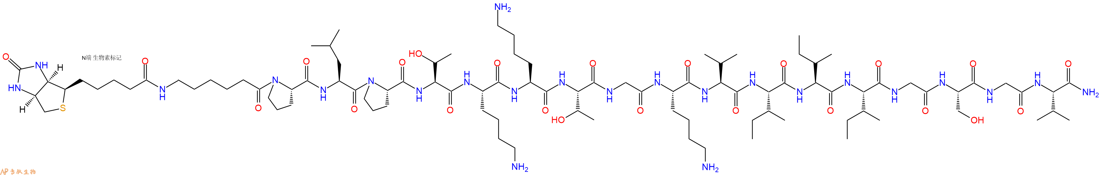 专肽生物产品Biotinyl-Ahx-Pro-Leu-Pro-Thr-Lys-Lys-Thr-Gly-Lys-Val-Ile-Ile-Ile-Gly-Ser-Gly-Val-CONH2