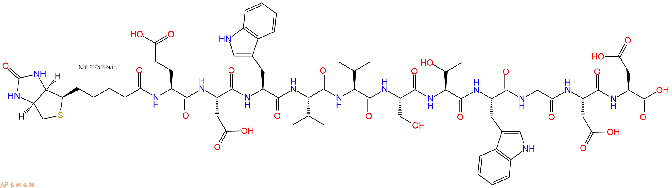 专肽生物产品Biotinyl-Glu-Asp-Trp-Val-Val-Ser-Thr-Trp-Gly-Asp-Asp-OH