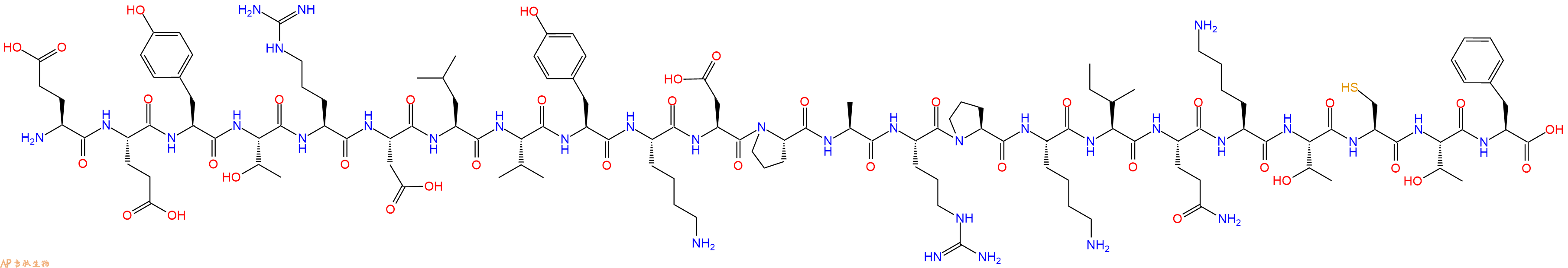 专肽生物产品H2N-Glu-Glu-Tyr-Thr-Arg-Asp-Leu-Val-Tyr-Lys-Asp-Pro-Ala-Arg-Pro-Lys-Ile-Gln-Lys-Thr-Cys-Thr-Phe-OH