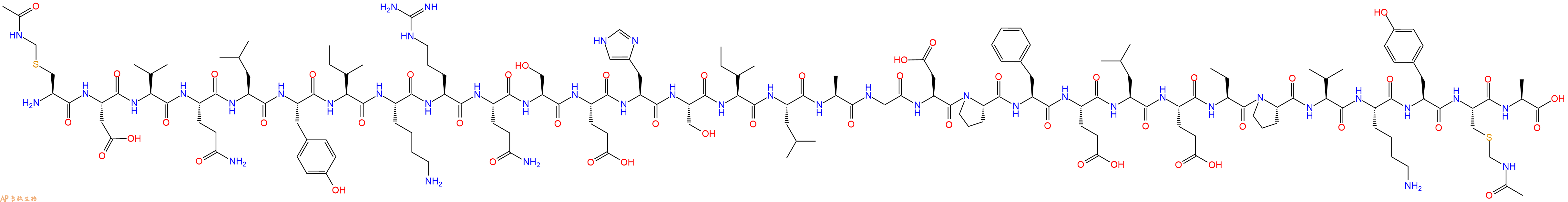 专肽生物产品H2N-Cys(Acm)-Asp-Val-Gln-Leu-Tyr-Ile-Lys-Arg-Gln-Ser-Glu-His-Ser-Ile-Leu-Ala-Gly-Asp-Pro-Phe-Glu-Leu-Glu-Abu-Pro-Val-Lys-Tyr-Cys(Acm)-Ala-OH