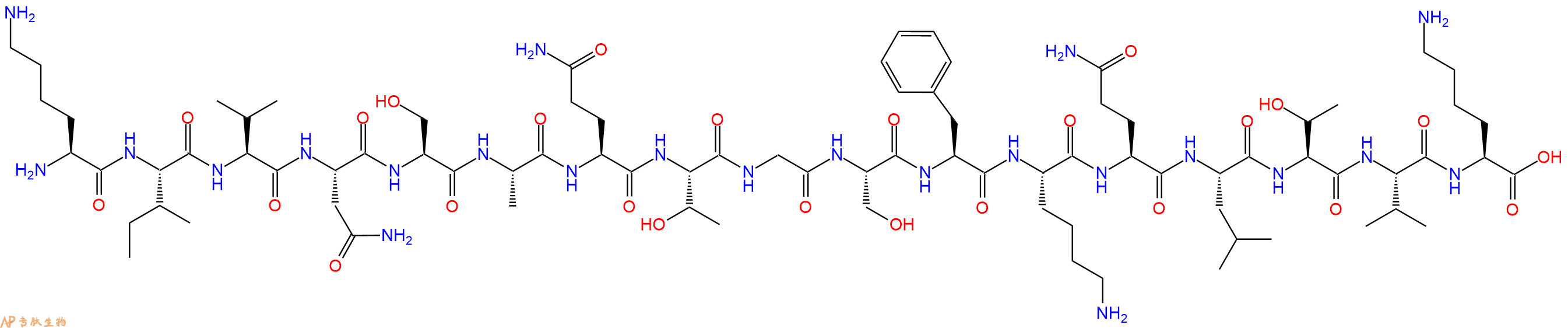专肽生物产品H2N-Lys-Ile-Val-Asn-Ser-Ala-Gln-Thr-Gly-Ser-Phe-Lys-Gln-Leu-Thr-Val-Lys-OH