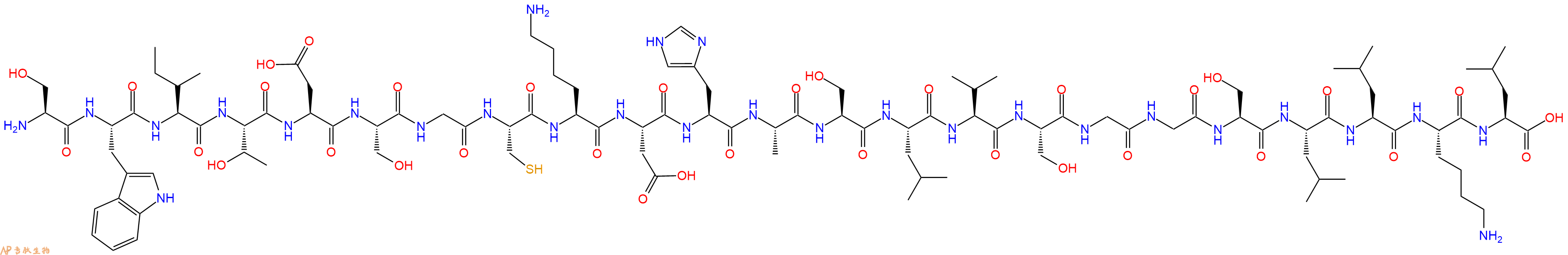 专肽生物产品H2N-Ser-Trp-Ile-Thr-Asp-Ser-Gly-Cys-Lys-Asp-His-Ala-Ser-Leu-Val-Ser-Gly-Gly-Ser-Leu-Leu-Lys-Leu-OH