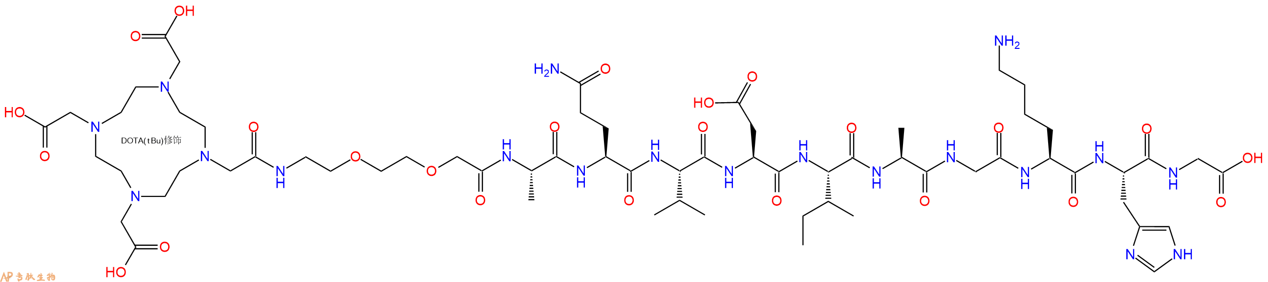 专肽生物产品DOTA-AEEA-Ala-Gln-Val-Asp-Ile-Ala-Gly-Lys-His-Gly-OH