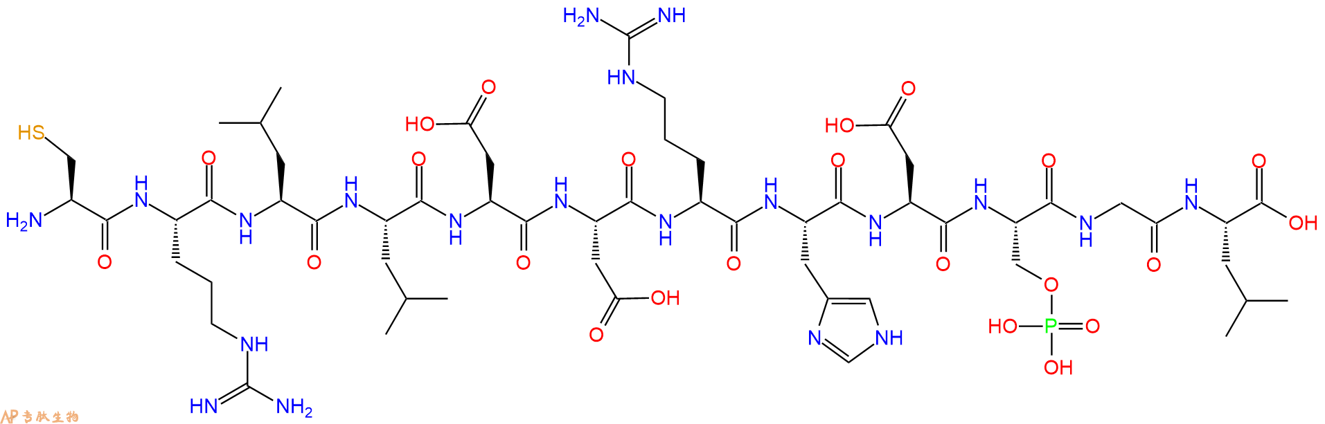 专肽生物产品H2N-Cys-Arg-Leu-Leu-Asp-Asp-Arg-His-Asp-Ser(PO3H2)-Gly-Leu-OH