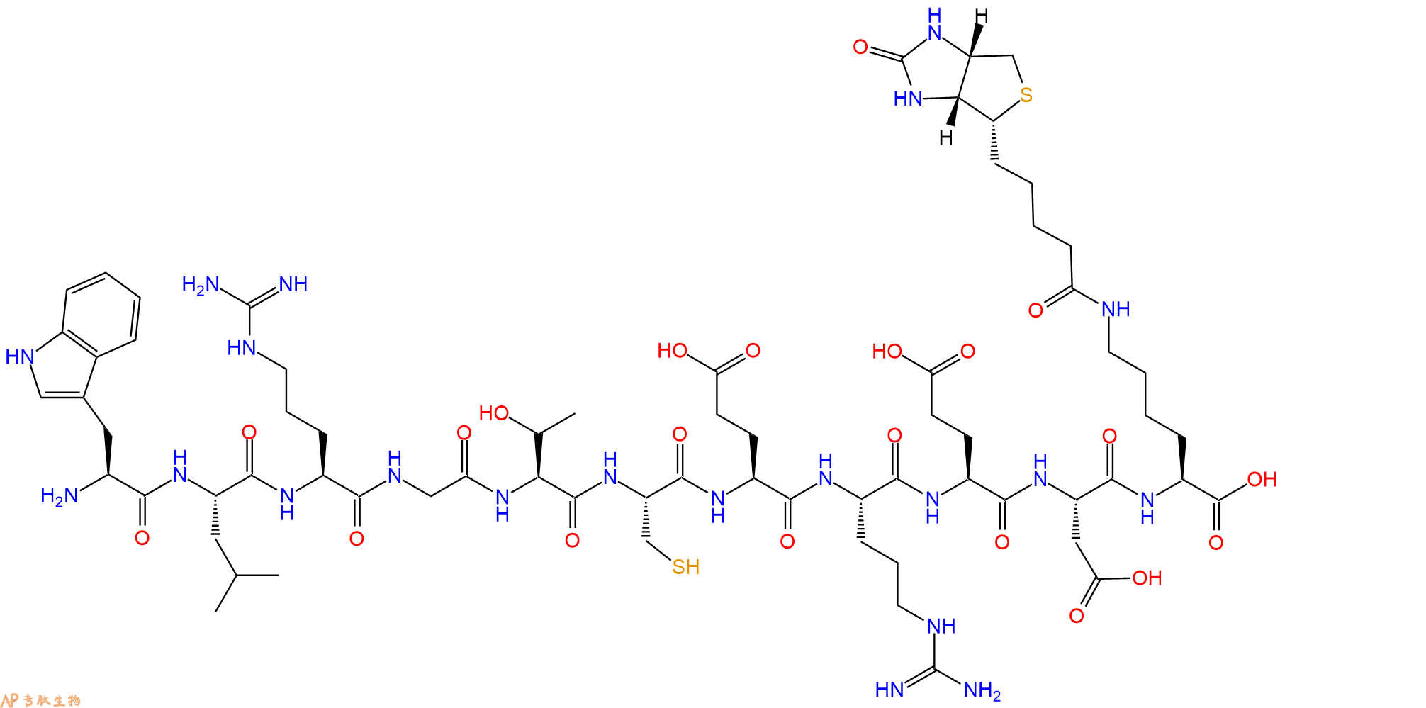专肽生物产品H2N-Trp-Leu-Arg-Gly-Thr-Cys-Glu-Arg-Glu-Asp-Lys(Biotin)-OH