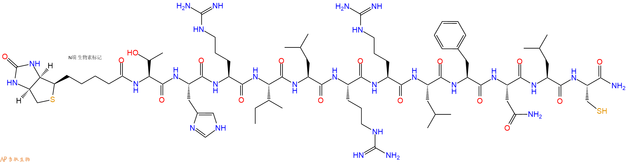 专肽生物产品Biotinyl-Thr-His-Arg-Ile-Leu-Arg-Arg-Leu-Phe-Asn-Leu-Cys-CONH2