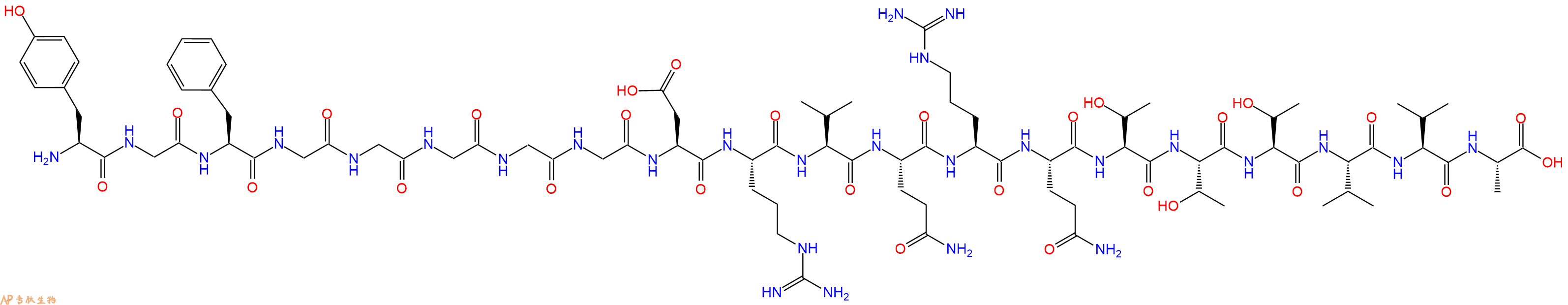 专肽生物产品H2N-Tyr-Gly-Phe-Gly-Gly-Gly-Gly-Gly-Asp-Arg-Val-Gln-Arg-Gln-Thr-Thr-Thr-Val-Val-Ala-OH