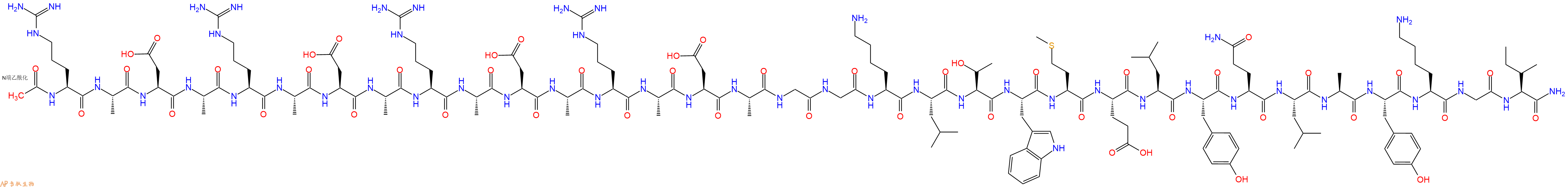 专肽生物产品Ac-Arg-Ala-Asp-Ala-Arg-Ala-Asp-Ala-Arg-Ala-Asp-Ala-Arg-Ala-Asp-Ala-Gly-Gly-Lys-Leu-Thr-Trp-Met-Glu-Leu-Tyr-Gln-Leu-Ala-Tyr-Lys-Gly-Ile-CONH2