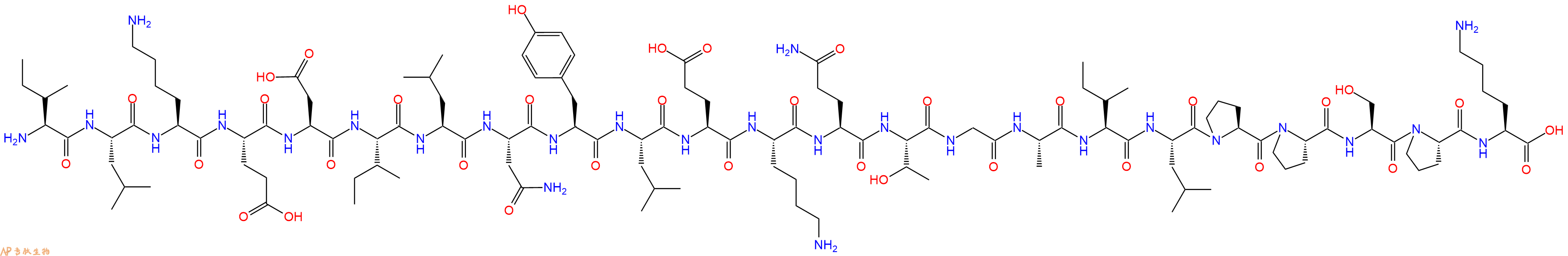 专肽生物产品H2N-Ile-Leu-Lys-Glu-Asp-Ile-Leu-Asn-Tyr-Leu-Glu-Lys-Gln-Thr-Gly-Ala-Ile-Leu-Pro-Pro-Ser-Pro-Lys-OH