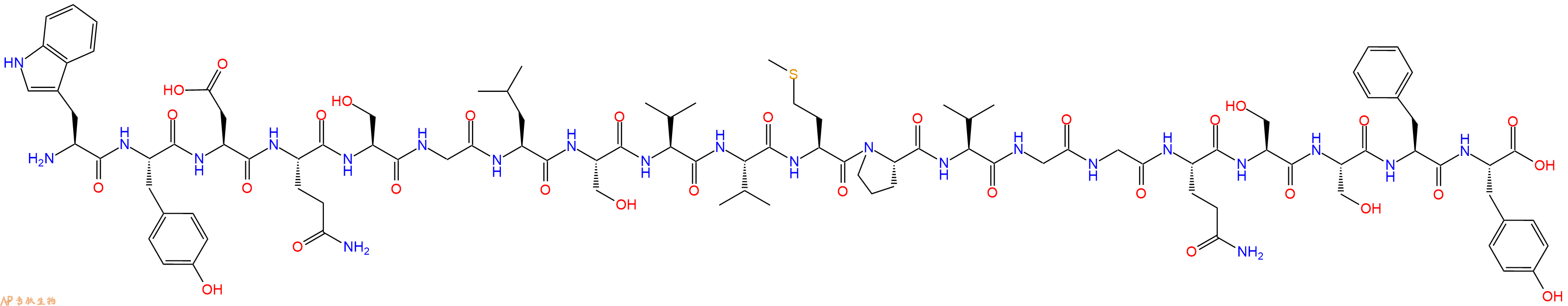 专肽生物产品H2N-Trp-Tyr-Asp-Gln-Ser-Gly-Leu-Ser-Val-Val-Met-Pro-Val-Gly-Gly-Gln-Ser-Ser-Phe-Tyr-OH
