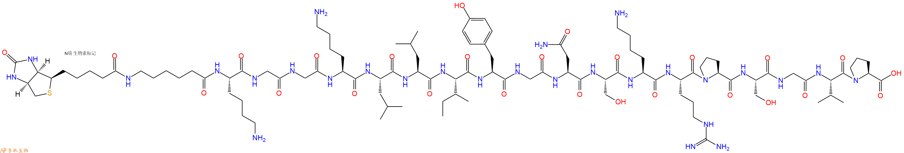 专肽生物产品Biotinyl-Ahx-Lys-Gly-Gly-Lys-Leu-Leu-Ile-Tyr-Gly-Asn-Ser-Lys-Arg-Pro-Ser-Gly-Val-Pro-OH