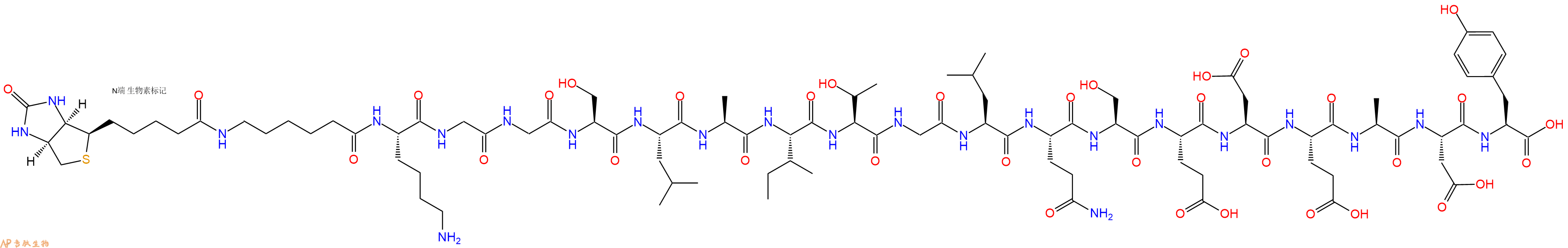 专肽生物产品Biotinyl-Ahx-Lys-Gly-Gly-Ser-Leu-Ala-Ile-Thr-Gly-Leu-Gln-Ser-Glu-Asp-Glu-Ala-Asp-Tyr-OH