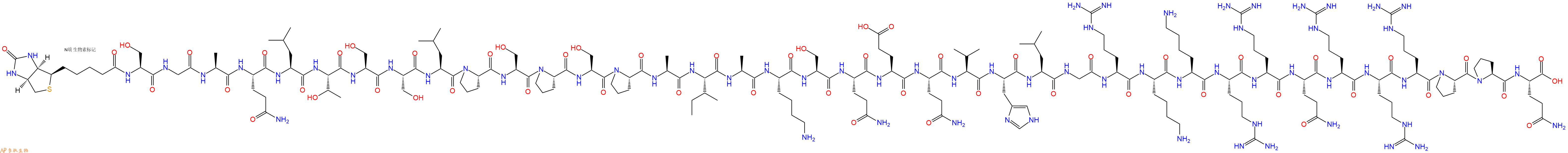 专肽生物产品Biotinyl-Ser-Gly-Ala-Gln-Leu-Thr-Ser-Ser-Leu-Pro-Ser-Pro-Ser-Pro-Ala-Ile-Ala-Lys-Ser-Gln-Glu-Gln-Val-His-Leu-Gly-Arg-Lys-Lys-Arg-Arg-Gln-Arg-Arg-Arg-Pro-Pro-Gln-OH