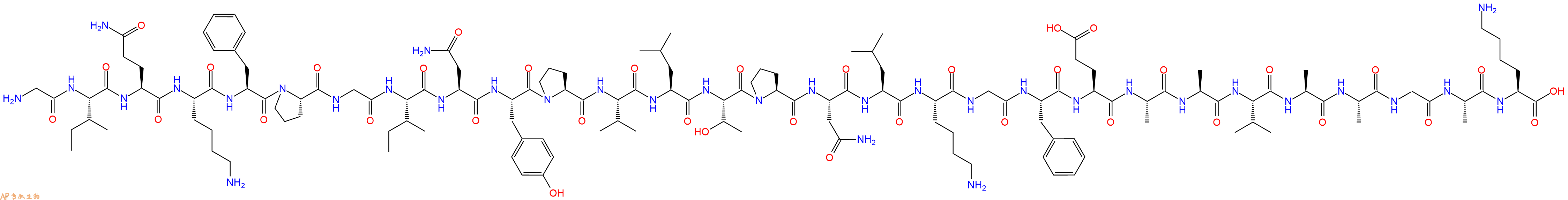 专肽生物产品H2N-Gly-Ile-Gln-Lys-Phe-Pro-Gly-Ile-Asn-Tyr-Pro-Val-Leu-Thr-Pro-Asn-Leu-Lys-Gly-Phe-Glu-Ala-Ala-Val-Ala-Ala-Gly-Ala-Lys-OH