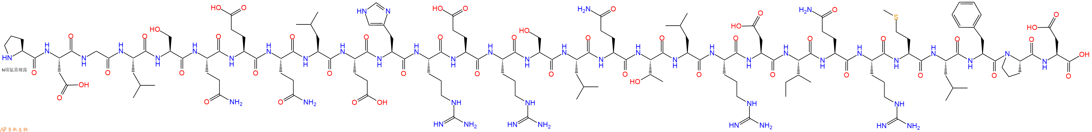 专肽生物产品H2N-Pro-Asp-Gly-Leu-Ser-Gln-Glu-Gln-Leu-Glu-His-Arg-Glu-Arg-Ser-Leu-Gln-Thr-Leu-Arg-Asp-Ile-Gln-Arg-Met-Leu-Phe-Pro-Asp-OH