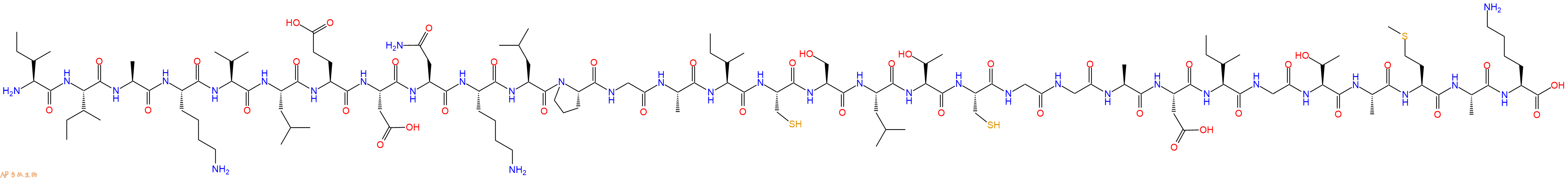 专肽生物产品H2N-Ile-Ile-Ala-Lys-Val-Leu-Glu-Asp-Asn-Lys-Leu-Pro-Gly-Ala-Ile-Cys-Ser-Leu-Thr-Cys-Gly-Gly-Ala-Asp-Ile-Gly-Thr-Ala-Met-Ala-Lys-OH