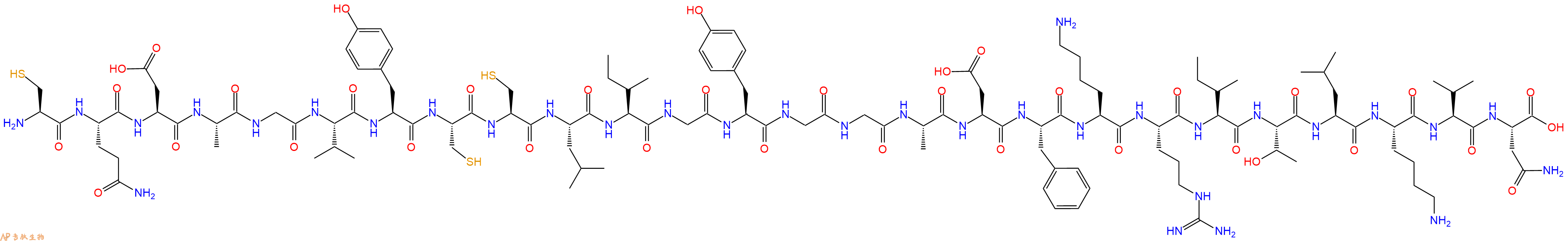 专肽生物产品H2N-Cys-Gln-Asp-Ala-Gly-Val-Tyr-Cys-Cys-Leu-Ile-Gly-Tyr-Gly-Gly-Ala-Asp-Phe-Lys-Arg-Ile-Thr-Leu-Lys-Val-Asn-OH