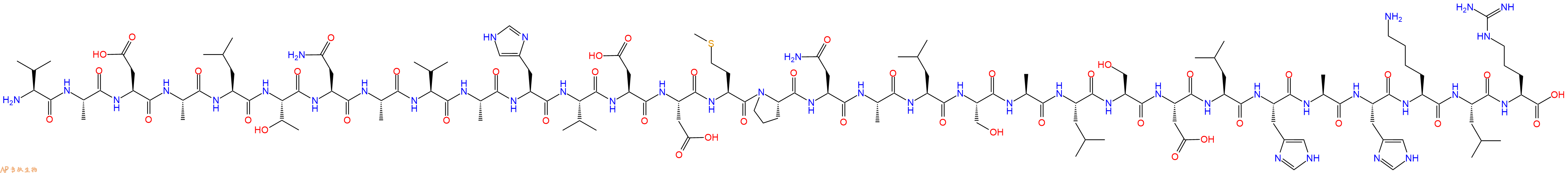 专肽生物产品H2N-Val-Ala-Asp-Ala-Leu-Thr-Asn-Ala-Val-Ala-His-Val-Asp-Asp-Met-Pro-Asn-Ala-Leu-Ser-Ala-Leu-Ser-Asp-Leu-His-Ala-His-Lys-Leu-Arg-OH