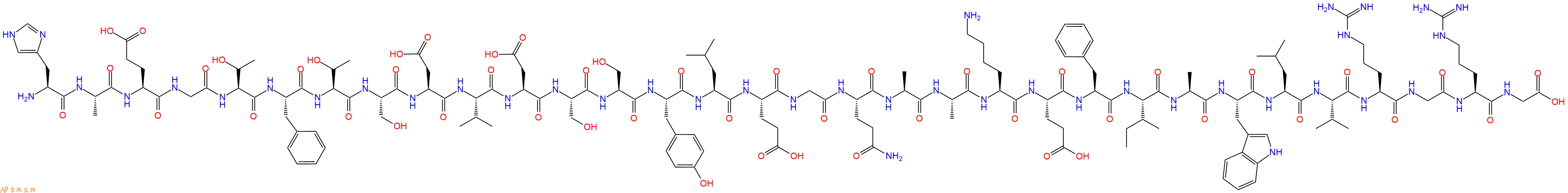 专肽生物产品H2N-His-Ala-Glu-Gly-Thr-Phe-Thr-Ser-Asp-Val-Asp-Ser-Ser-Tyr-Leu-Glu-Gly-Gln-Ala-Ala-Lys-Glu-Phe-Ile-Ala-Trp-Leu-Val-Arg-Gly-Arg-Gly-OH