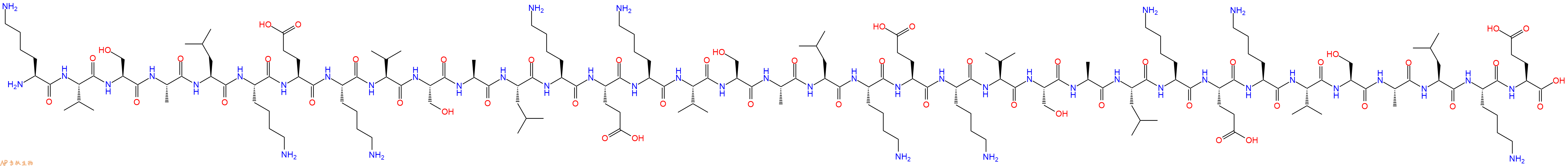专肽生物产品H2N-Lys-Val-Ser-Ala-Leu-Lys-Glu-Lys-Val-Ser-Ala-Leu-Lys-Glu-Lys-Val-Ser-Ala-Leu-Lys-Glu-Lys-Val-Ser-Ala-Leu-Lys-Glu-Lys-Val-Ser-Ala-Leu-Lys-Glu-OH